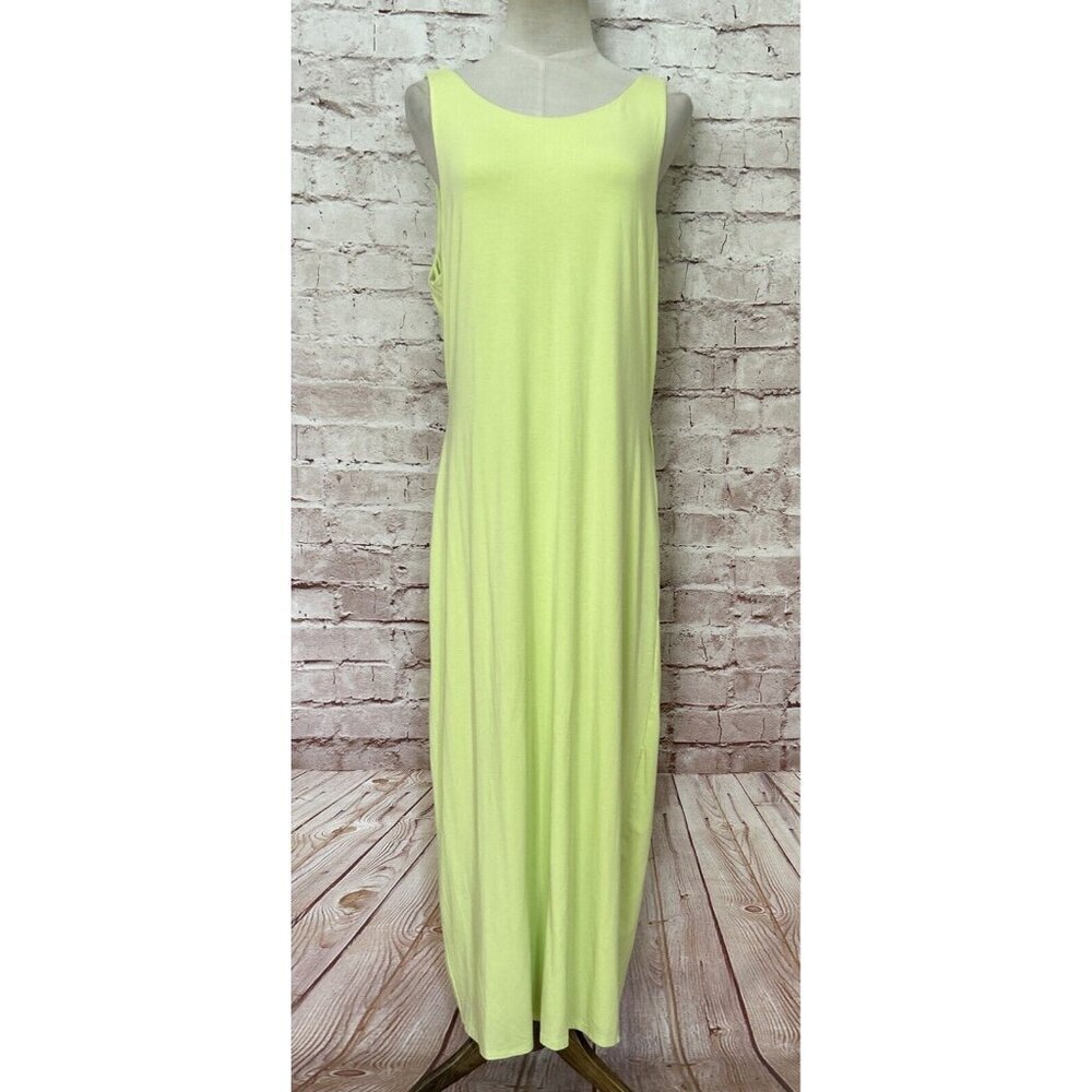 Good American Womens 6 Stretch Jersey Maxi Dress Lime Green Sleeveless Open Back